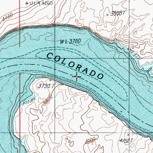 Topographic Map of Schock Rapids (historical), UT