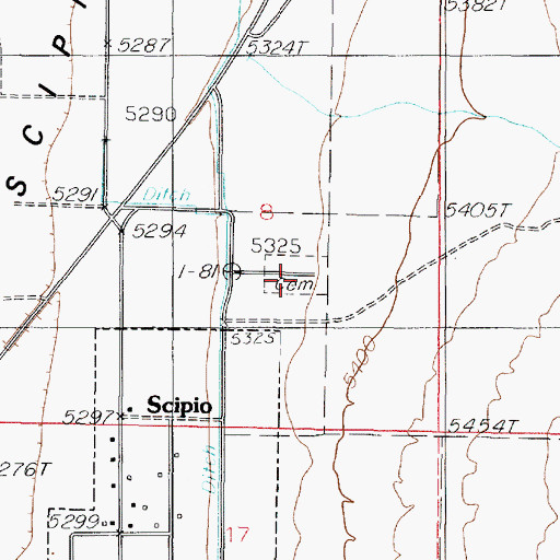 Topographic Map of Scipio Cemetery, UT