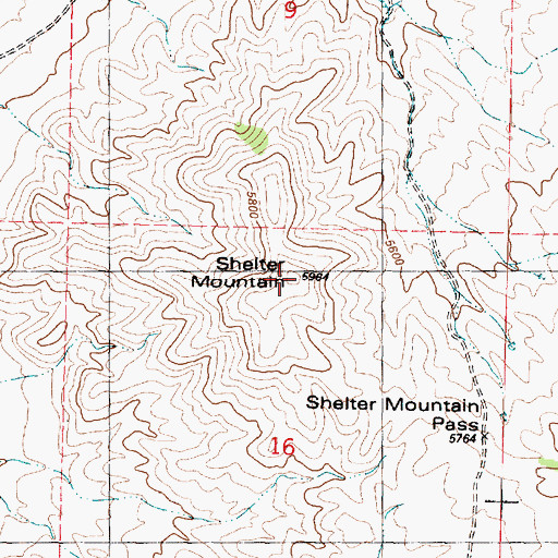 Topographic Map of Shelter Mountain, UT