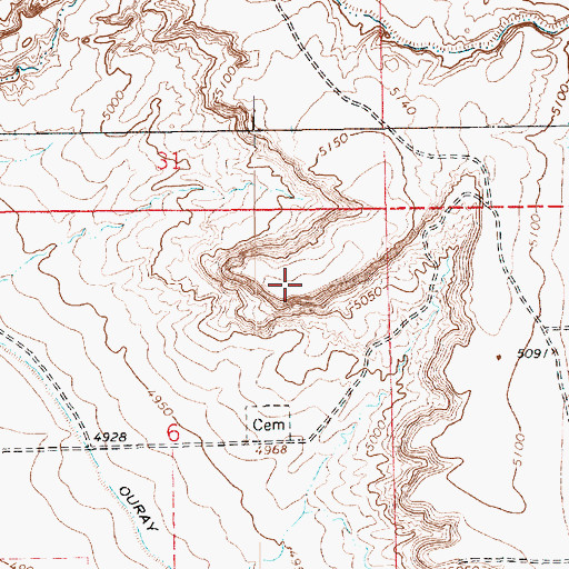Topographic Map of Silvestre Overlook, UT