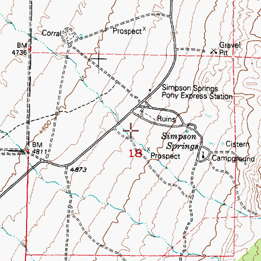 Topographic Map of Simpson Springs Campground, UT