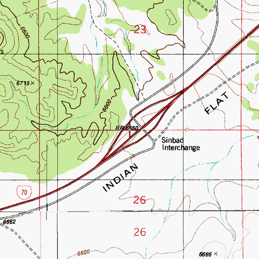Topographic Map of Sinbad Interchange, UT