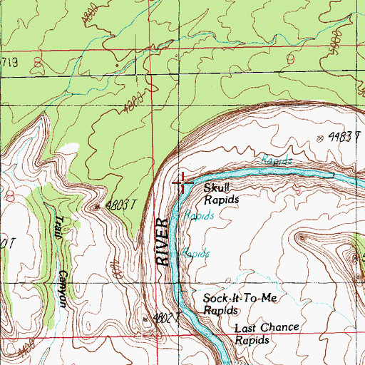 Topographic Map of Skull Rapids, UT