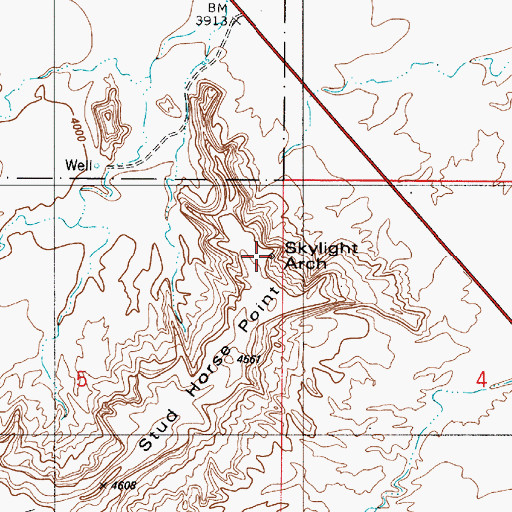 Topographic Map of Skylight Arch, UT