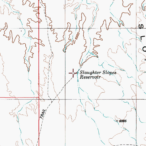 Topographic Map of Slaughter Slopes Reservoir, UT