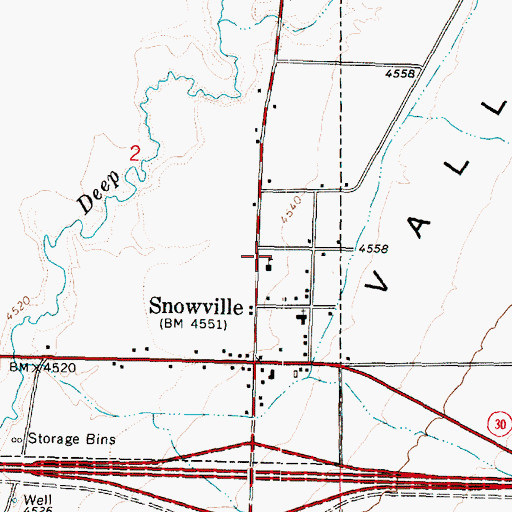 Topographic Map of Snowville Elementary School, UT