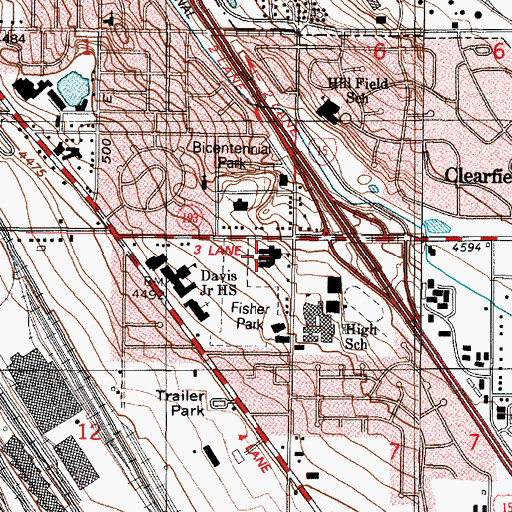 Topographic Map of South Clearfield Elementary School, UT
