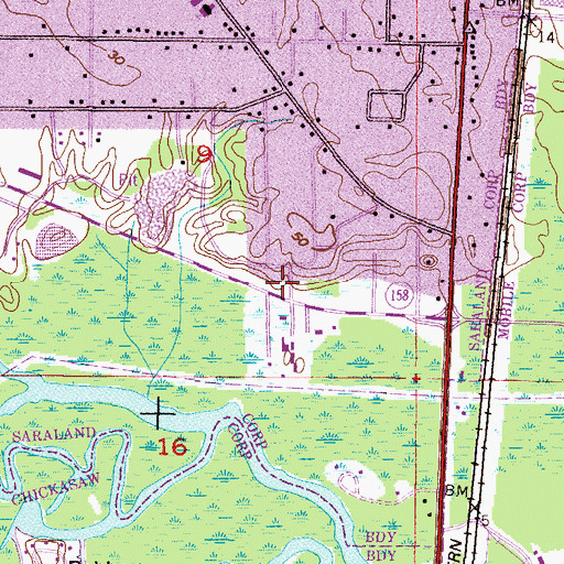 Topographic Map of Parkview Church of God, AL