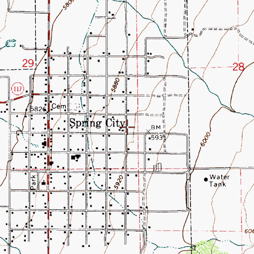 Topographic Map of Spring City Elementary School, UT