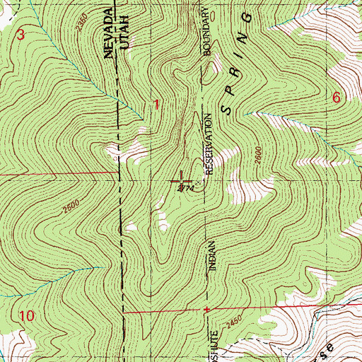 Topographic Map of Spring Creek Mountain, UT