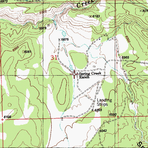 Topographic Map of Spring Creek Ranch, UT