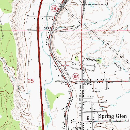 Topographic Map of Spring Glen Cemetery, UT