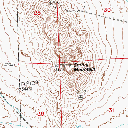 Topographic Map of Spring Mountain, UT
