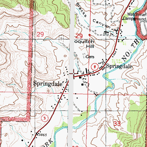 Topographic Map of Springdale Elementary School, UT