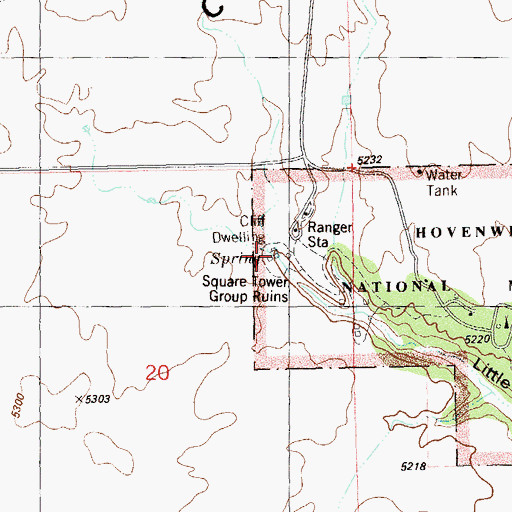 Topographic Map of Square Tower Group Ruins, UT