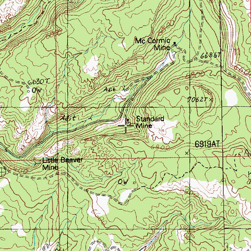 Topographic Map of Standard Mine, UT