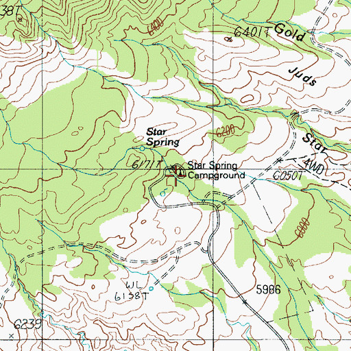 Topographic Map of Star Springs Campground, UT