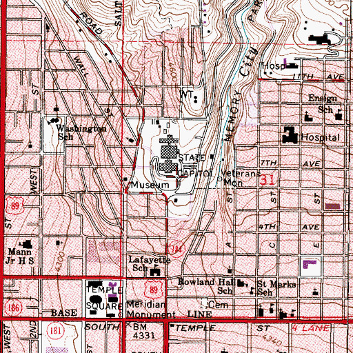 Topographic Map of State Capitol Heliport, UT