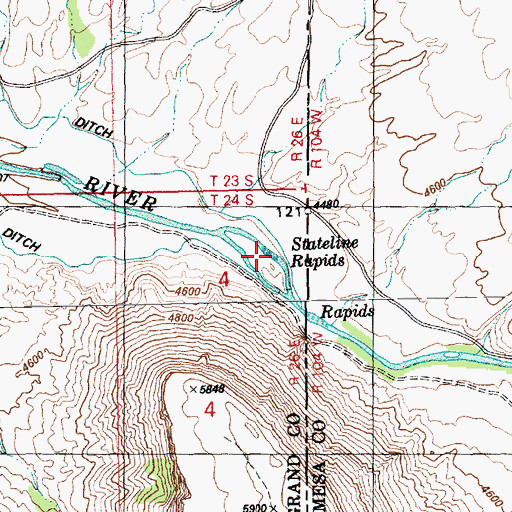 Topographic Map of Stateline Rapids, UT