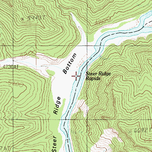 Topographic Map of Steer Ridge Rapids, UT