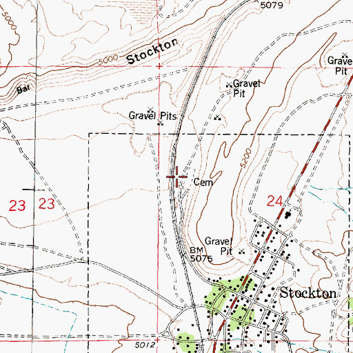 Topographic Map of Stockton Cemetery, UT