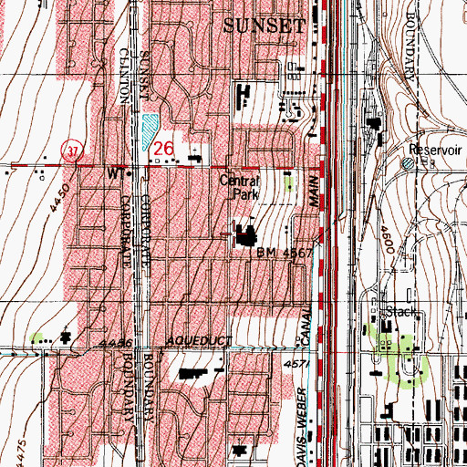 Topographic Map of Sunset Junior High School, UT
