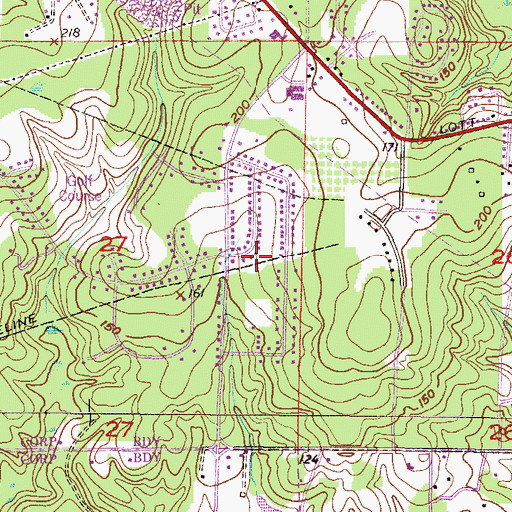 Topographic Map of Parkwood, AL