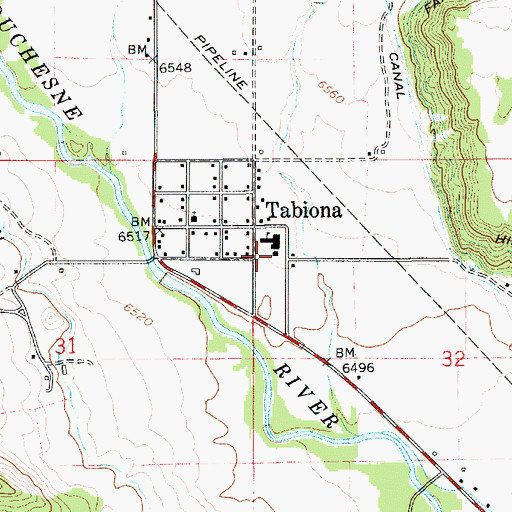 Topographic Map of Tabiona High School, UT