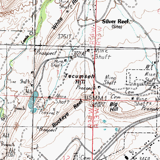 Topographic Map of Tecumseh Hill, UT