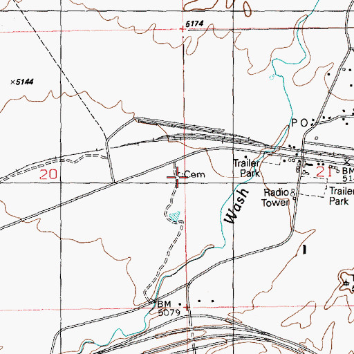 Topographic Map of Thompson Springs Cemetery, UT