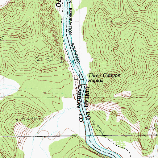Topographic Map of Three Canyon Rapids, UT