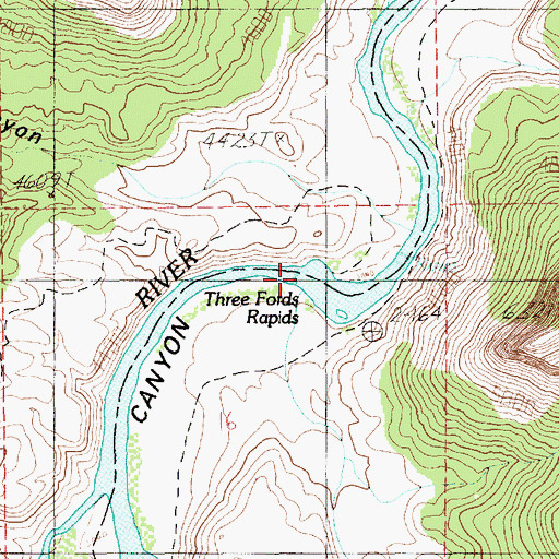 Topographic Map of Three Fords Rapids, UT
