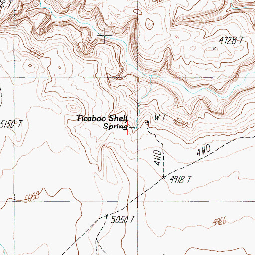 Topographic Map of Ticaboo Shelf Spring, UT