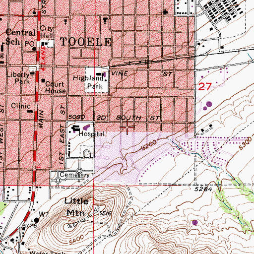 Topographic Map of Tooele Valley Regional Medical Center Heliport, UT