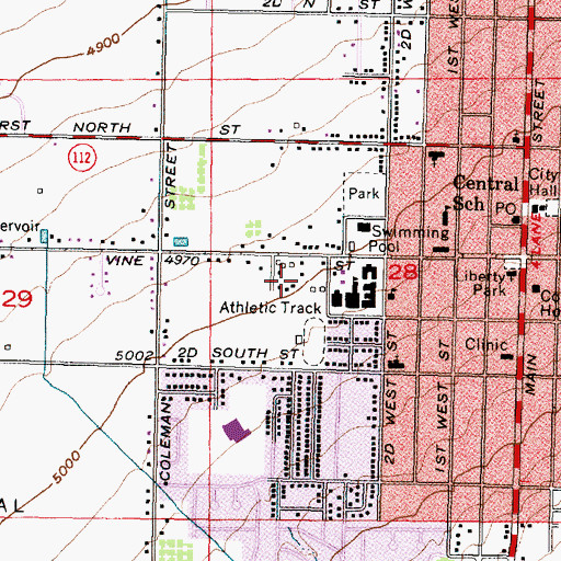 Topographic Map of Tooele High School, UT