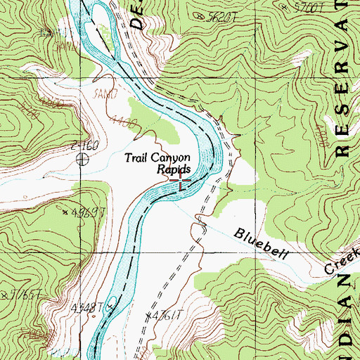 Topographic Map of Trail Canyon Rapids, UT