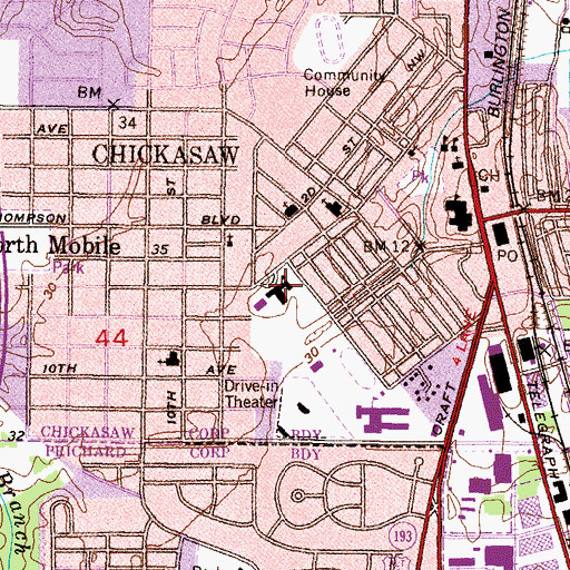 Topographic Map of Peter Joe Hamilton Elementary School, AL