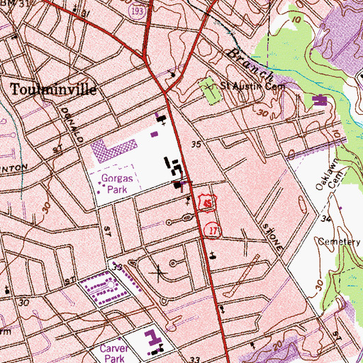 Topographic Map of Phillips Temple Church of God, AL