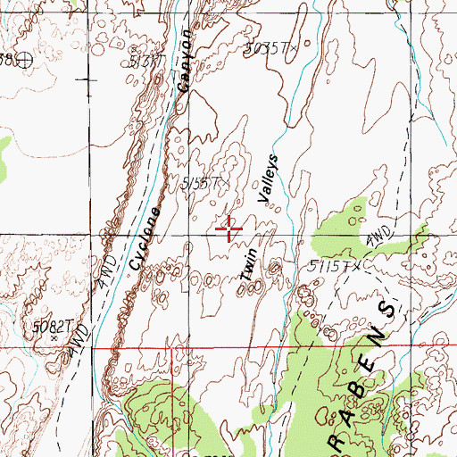 Topographic Map of Twin Valleys, UT