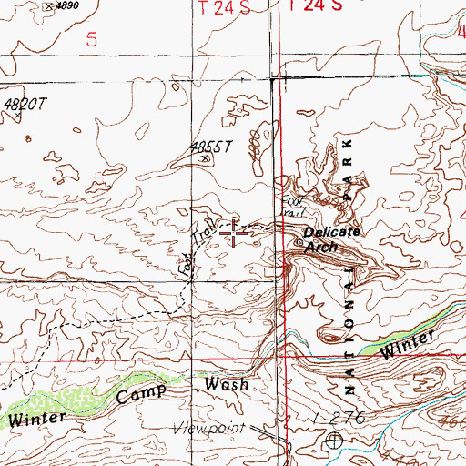 Topographic Map of Twisted Doughnut Arch, UT