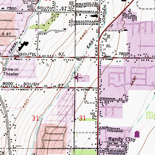 Topographic Map of Union Middle School, UT