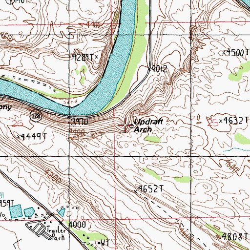Topographic Map of Updraft Arch, UT