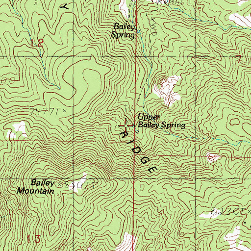 Topographic Map of Upper Bailey Spring, UT