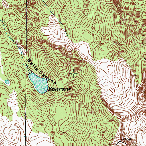Topographic Map of Upper Bells Canyon Reservoir, UT