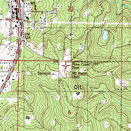 Topographic Map of Pine Crest Cemetery, AL