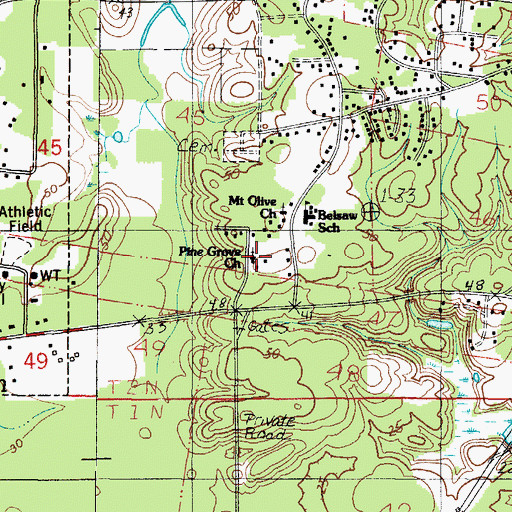 Topographic Map of Pine Grove Church, AL