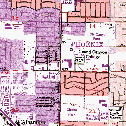 Topographic Map of College Park Shopping Center, AZ