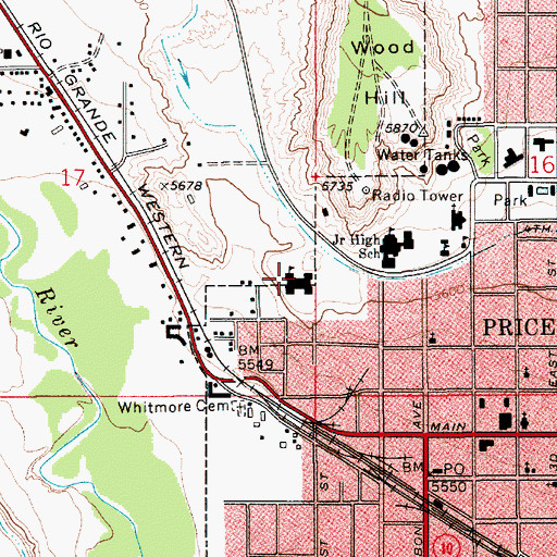 Topographic Map of Westridge Middle School, UT