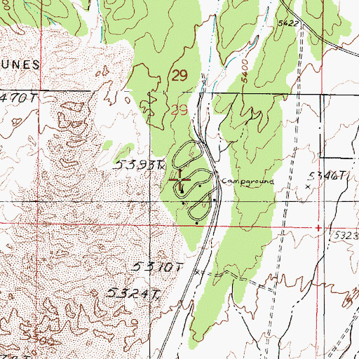 Topographic Map of White Sands Campground, UT