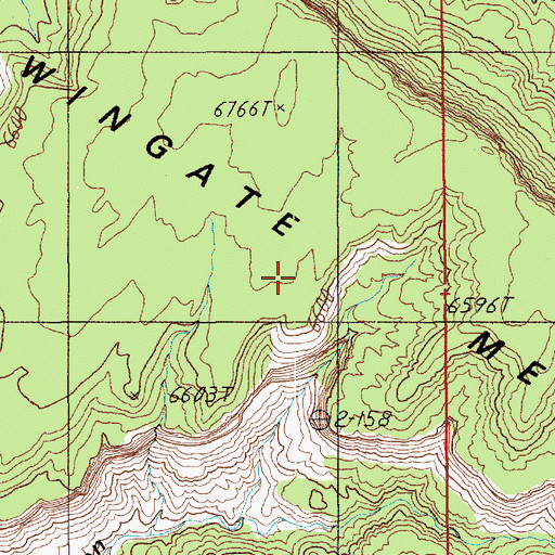 Topographic Map of Wingate Mesa, UT
